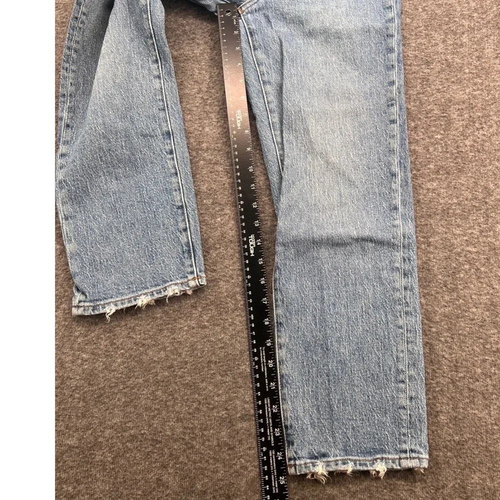 Madewell Classic Straight Jean High Rise Crop Light Wash Raw Hem Womens Size 26 - Picture 12 of 14